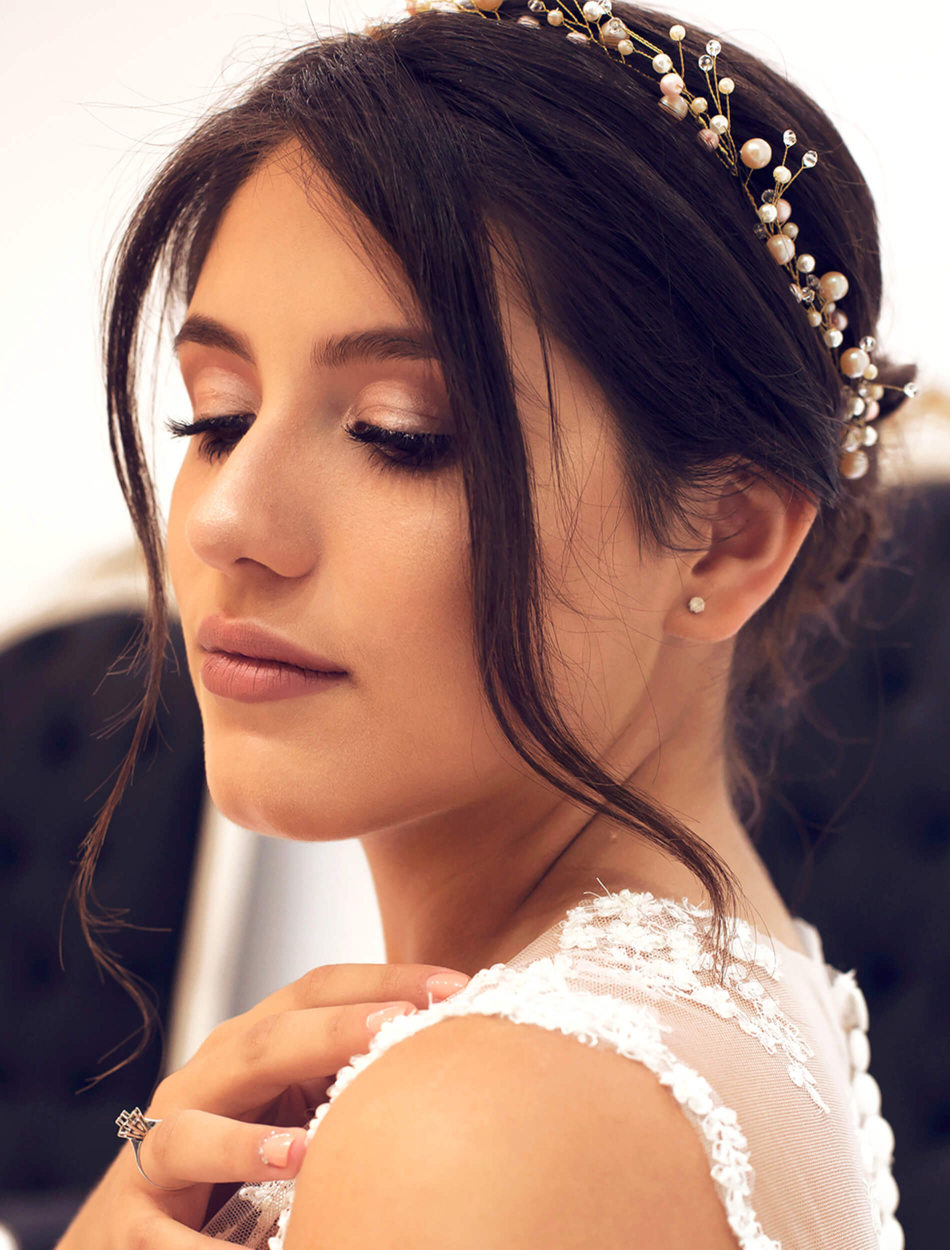 Model with wedding hair and makeup