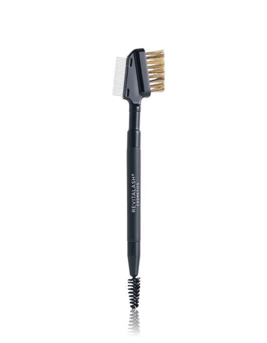 Two-in-one brush with bristle and wire bristle heads on a black background